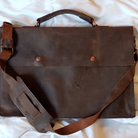 Brown Leather Laptop Briefcase. - Picture 1 of 10